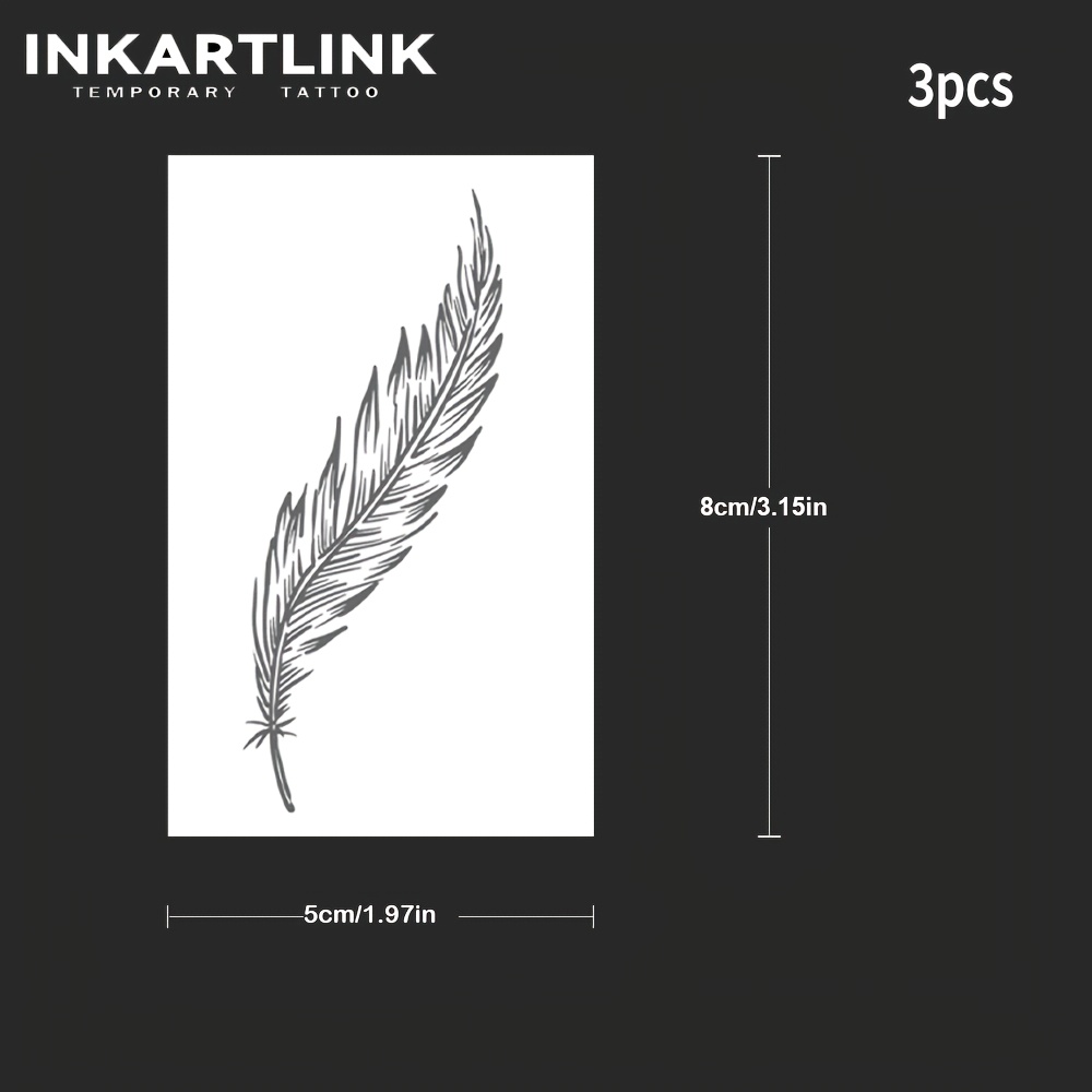 Inkartlink Realistic Feather Pattern Temporary Tattoos | 1-2 Weeks Waterproof | Fresh Small Designs | Suitable For Music Festivals, Parties, And Gatherings