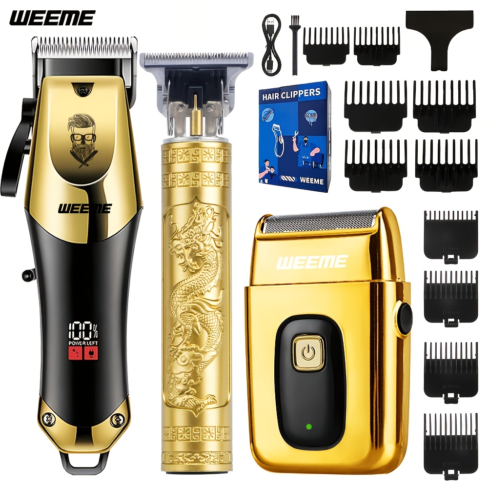 Image of 3pcs Weeme Set | Hair Clipper, T-trimmer, Electric Razor, Usb Rechargeable Professional Haircut Kit For Men, Beard And Hair Trimming, Home Barber Tool, Ideal For Travel And Father's Day Gift