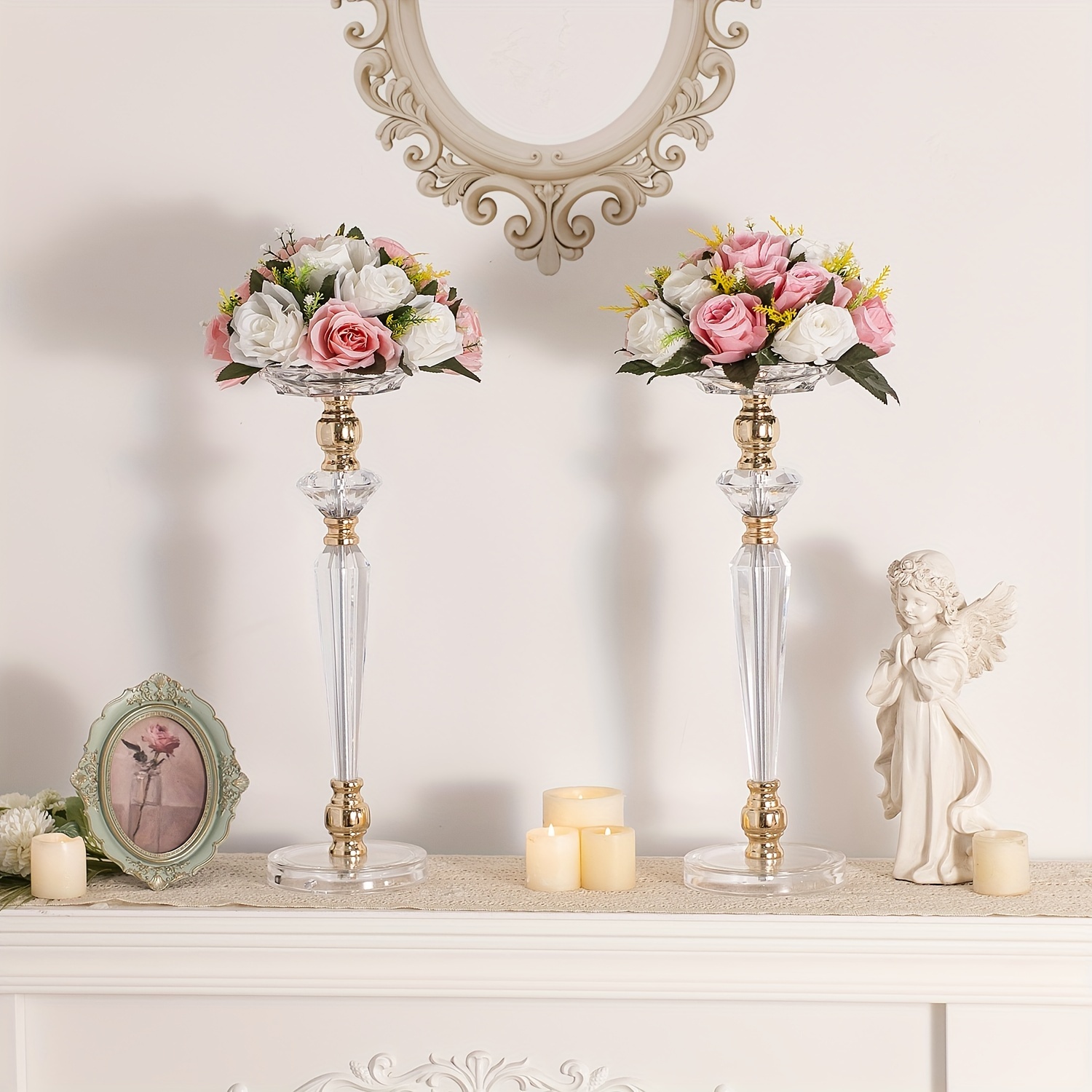 2d平面 テーブルセンターピース アクリル製花瓶 2個セット 高さ18.89