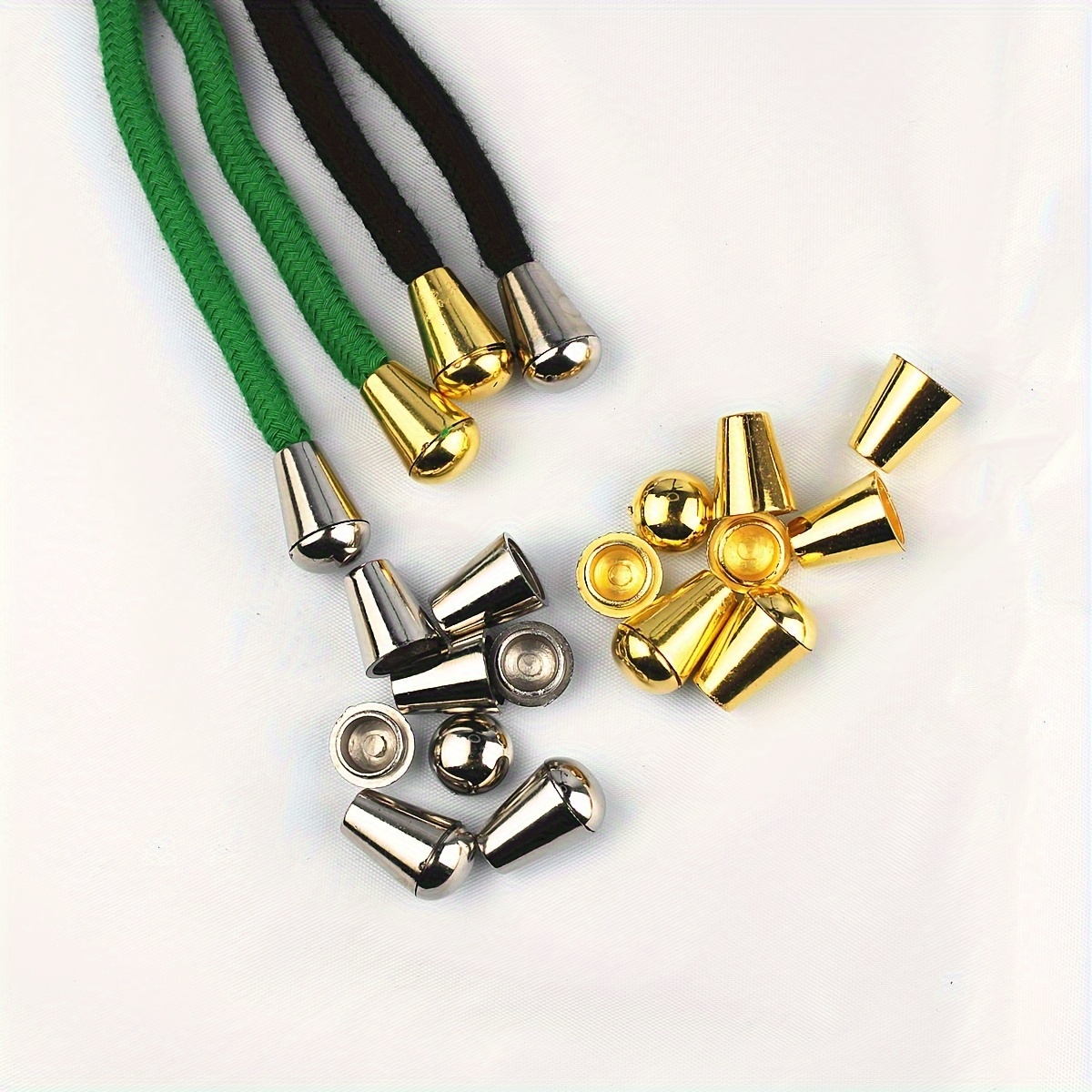 

crafty" 50-piece 14mm Gold & Silver Plastic Drawstring Clasps - Versatile Cord Ends For Hats, Pants & Apparel Accessories