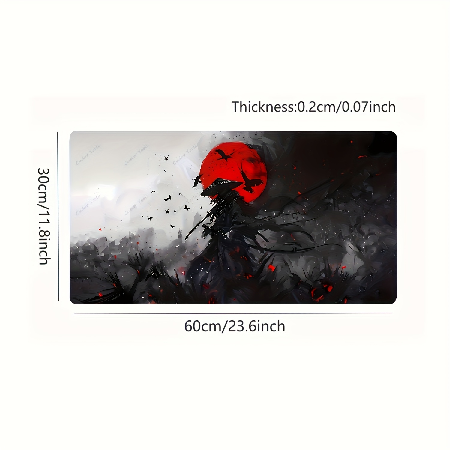 TEMU 1 Large Japanese Anime Gaming Desk Mat And Mouse Pad - Non-slip Rubber Base, Extra Wide Rectangular Computer Pad With Cherry , And Red Sun/