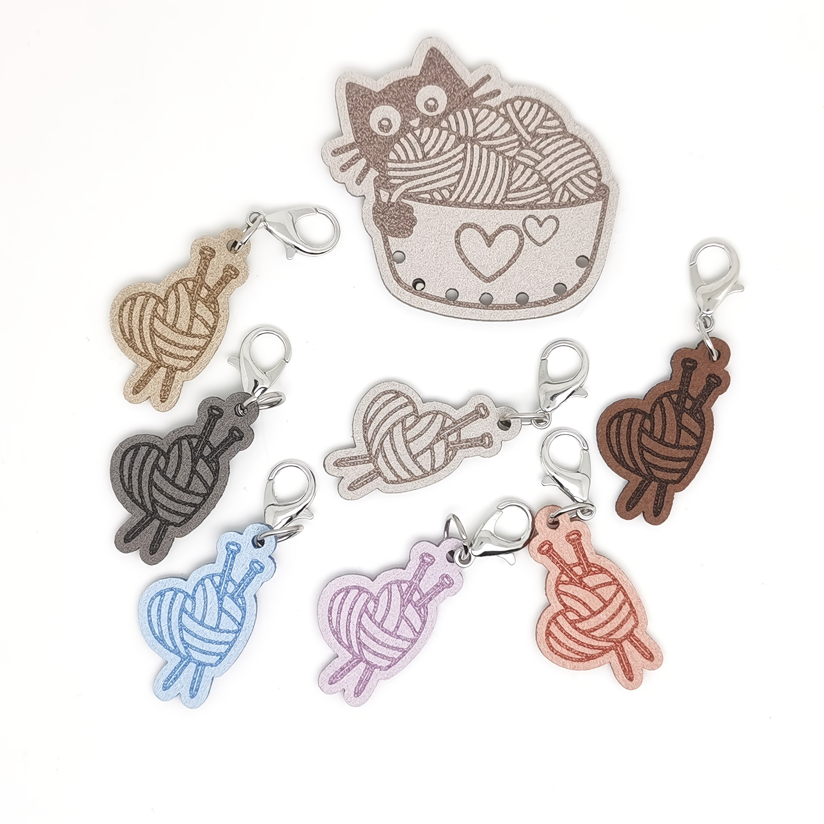 E-shop 1 Set bunte Garnmarker-Tags, (7 Stk. Marker-Tags und . Marker-Tags-Halter) Geschenk für Garnliebhaber