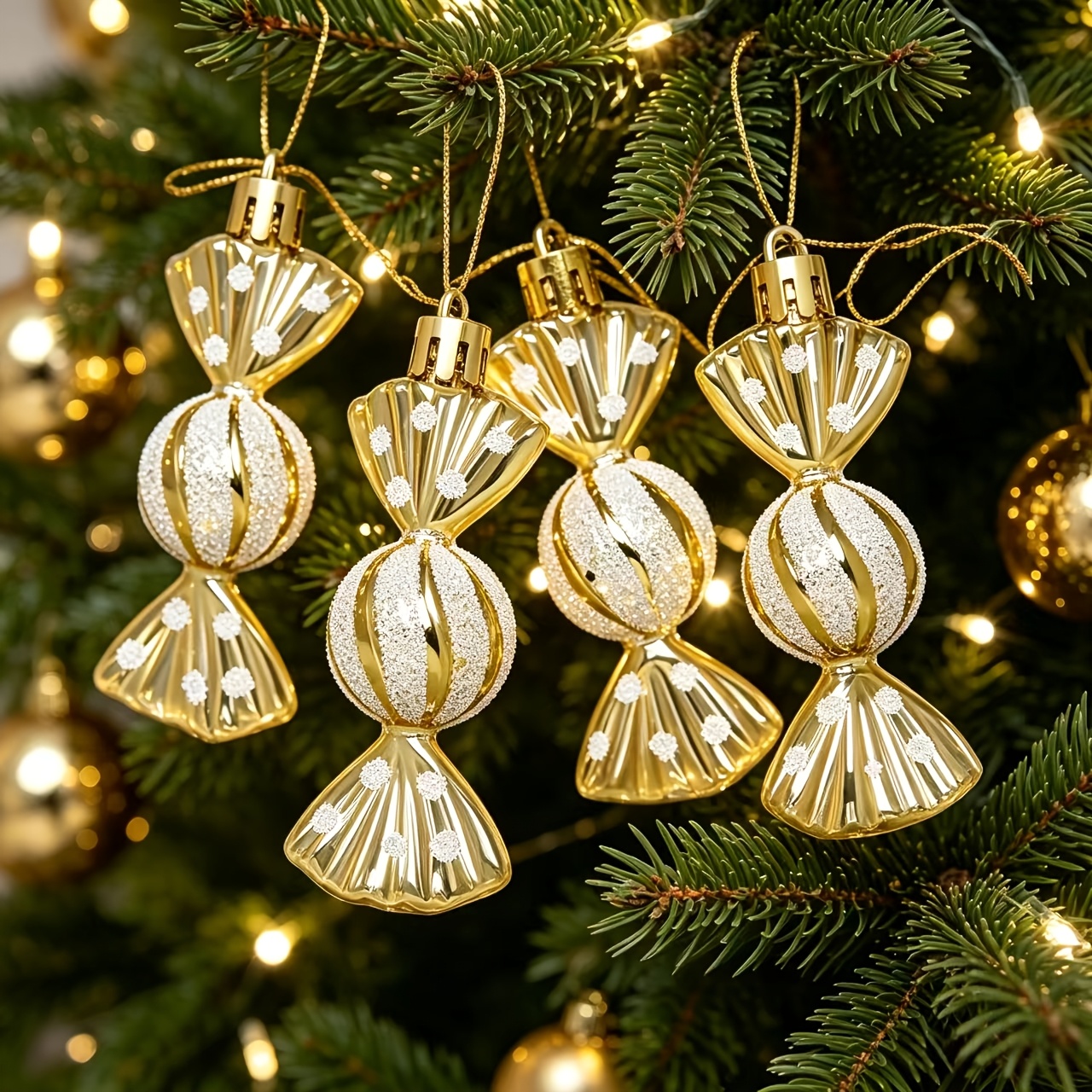 TEMU 4pcs Christmas Decoration Golden Ornaments, Christmas Tree Decor Painted Creative Ornaments Home Decor Christmas Decoration Atmosphere Props