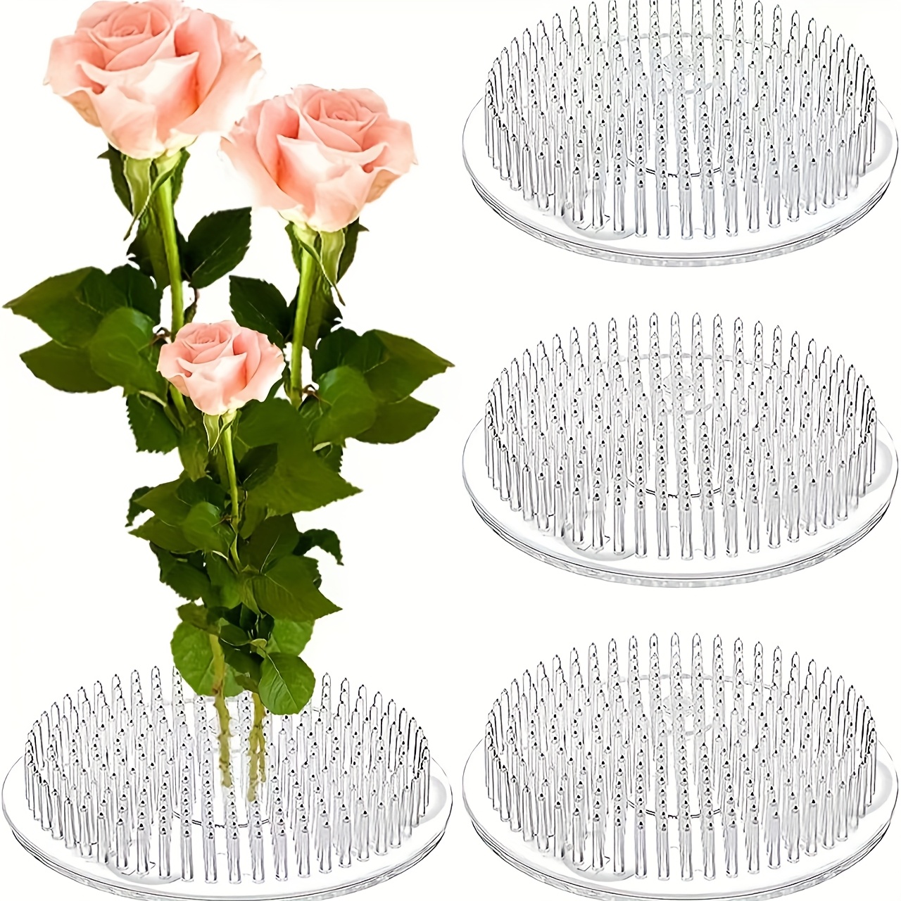 5-pack Transparent Flower Foam Holders, Suction Cup Plastic Sword Mountain For Chinese Floral Arrangement, Zen Style Floral Display Base, Plastic Flower Fixing Gadgets