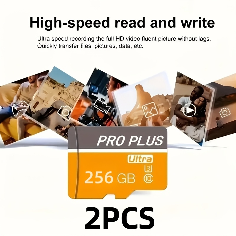 TEMU 2 Cartes Mémoire Haute Vitesse 256 Go – Stockage Flash Micro TF, Adapté pour Smartphones, Tablettes, Appareils Photo, Consoles de Jeux, Dashcams