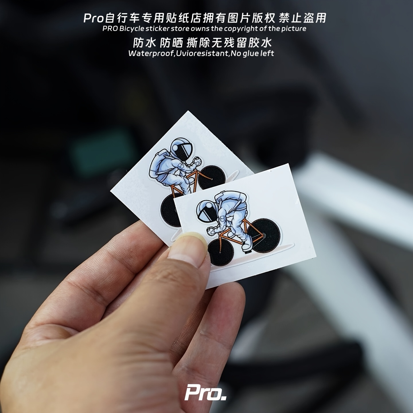 Image of 2pcs Astronaut Cycling Bicycle Sticker - Bicycle Frame Protection Sticker, Fork Protective Film, Astronaut Cool Car Decoration Pvc Sticker, , And Wear Resistance