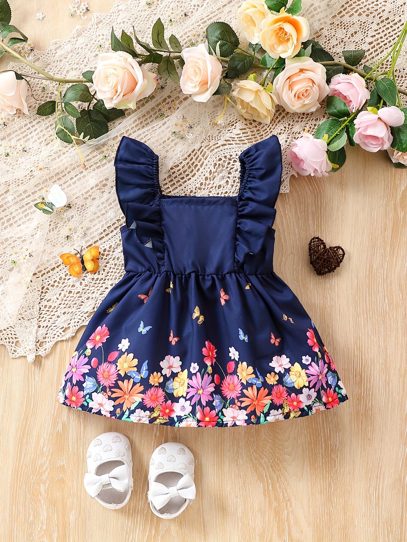 baby navy blue dress Jacadi - Baby girl fleece dress - Blue
