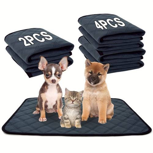 item picture 2pcs 4pcs dark gray washable dog pads absorbent and leak proof puppy pads reusable pet training pads and non slip bed pads pet pads sofa floor protector 24 18in