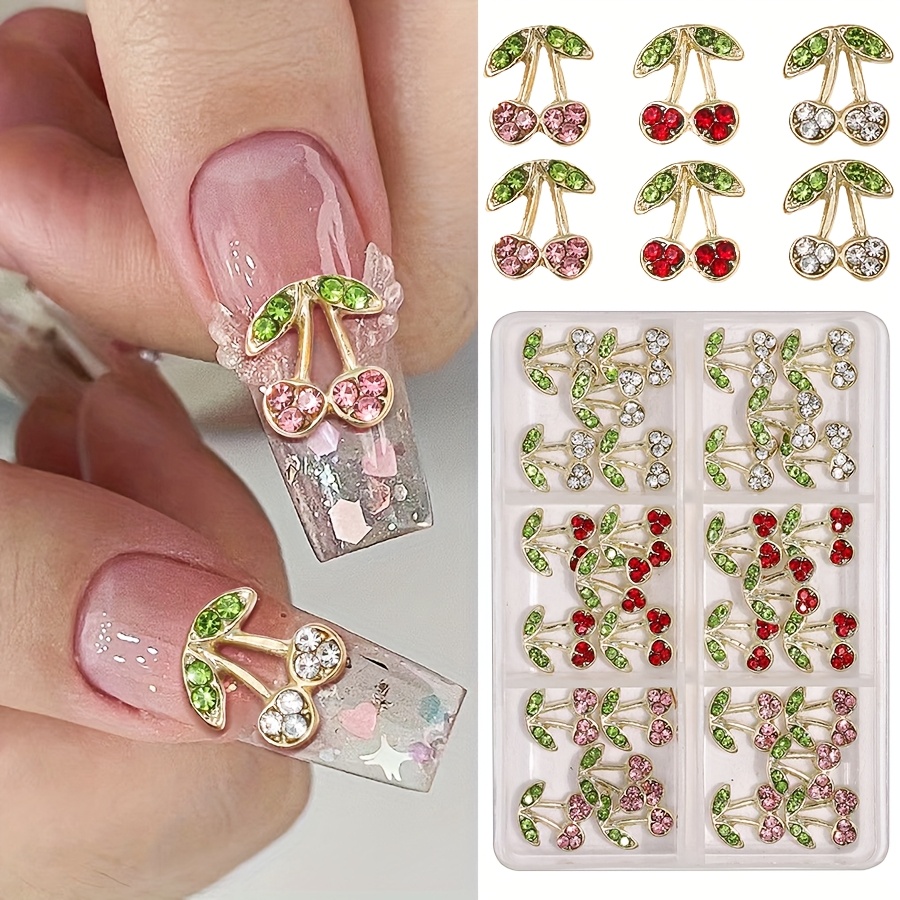 

30pcs Cherry Nail Charms Set - 3d Alloy , Scent-free Manicure & Pedicure Decorations, , Cherry