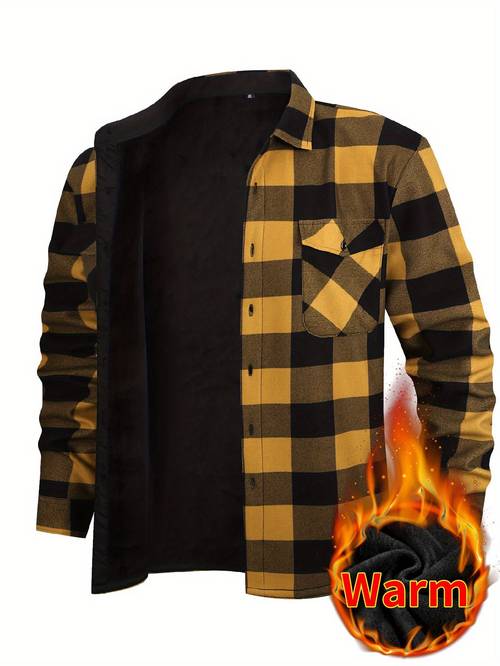 mens winter shirt 2025 brushed fleece lined heavyweight cold weather essential fleece interior with lapel collar long sleeve shirting for fall winter valentines day gift