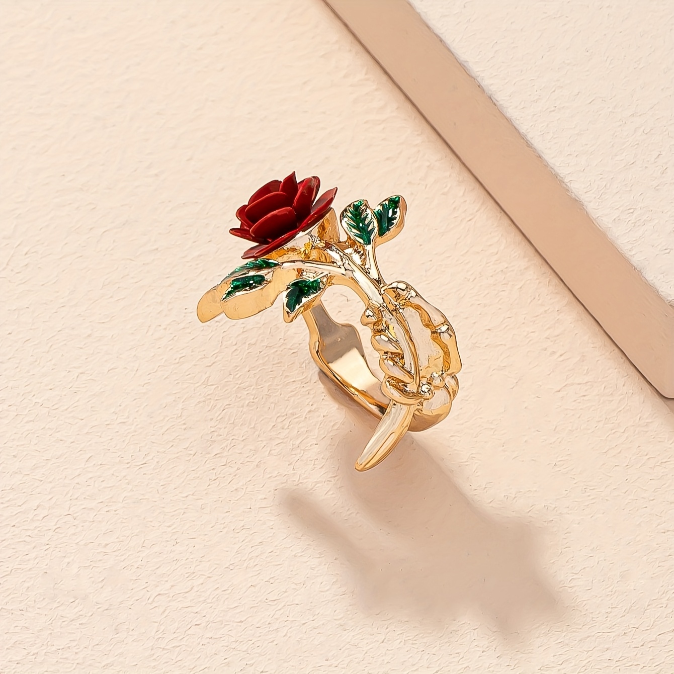 Women's Elegant Rose Flower Ring, Holiday Gift
