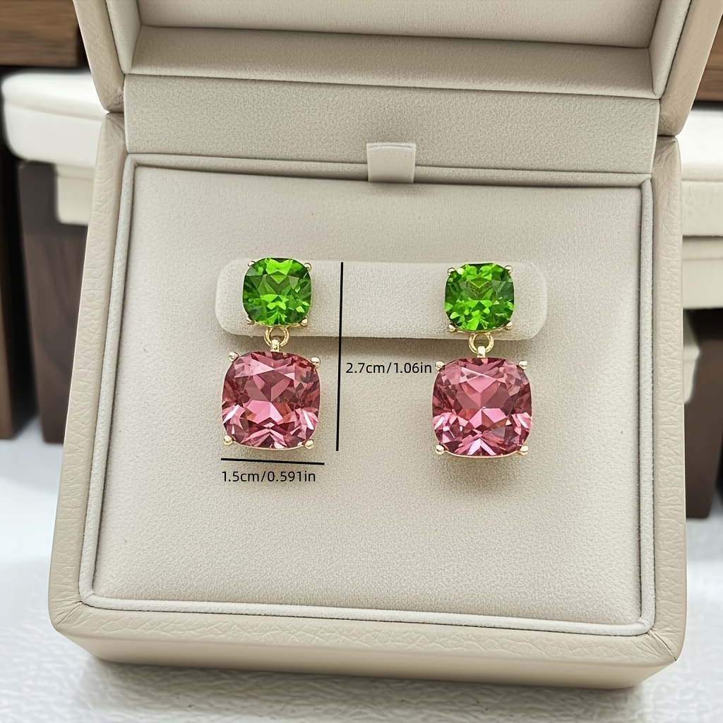 Elegant Vintage Two-Tone Square Candy-Shaped Women's Earrings