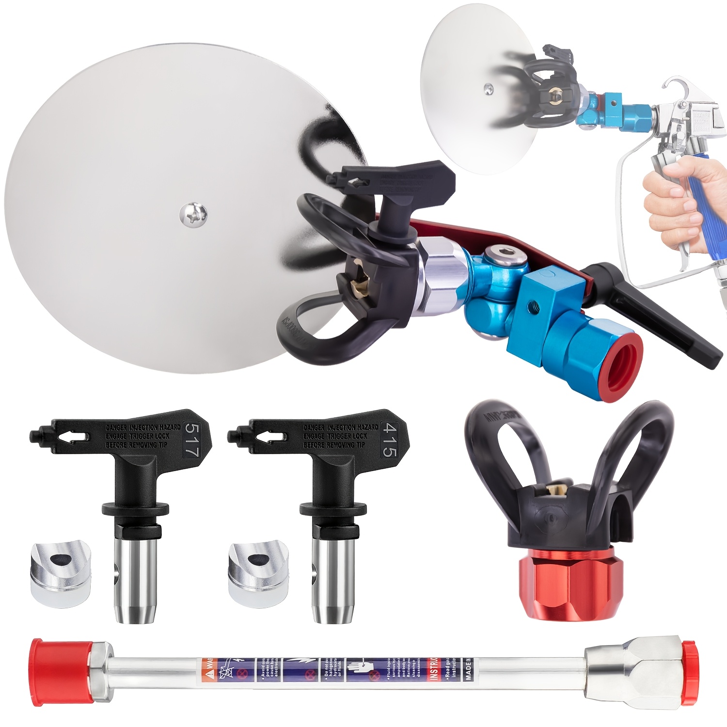Airless Spray Gun Guide Accessory Kit – 30-Inch Extension With 517 Tip For Color Separation