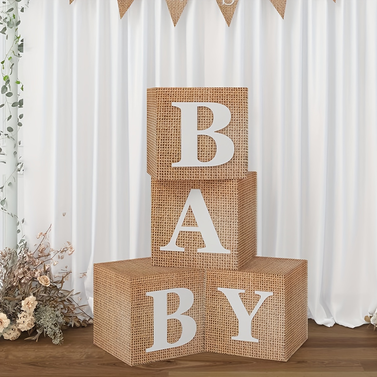 

Boho Chic Shower - 4pcs Set, Rustic Farmhouse Style With Burlap Accents, Gender Reveal & Birthday Party Decorations