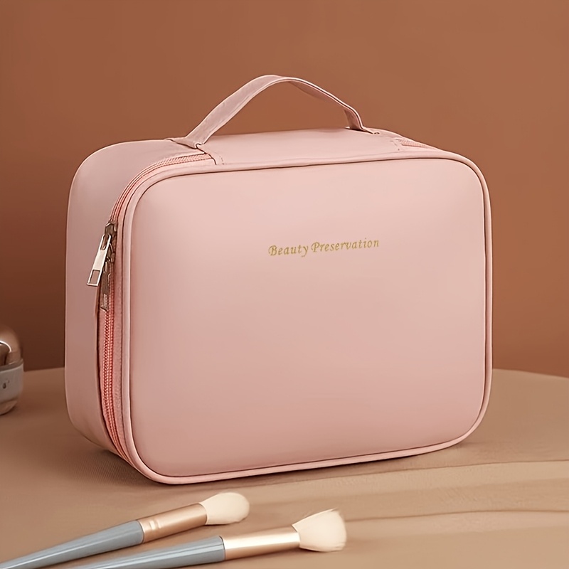 TEMU Pu Wash Bag Multifunctional High Quality Large Capacity Makeup Pouch Women's Portable Divided Cosmetic Tool Organizer Travel Storage Bag