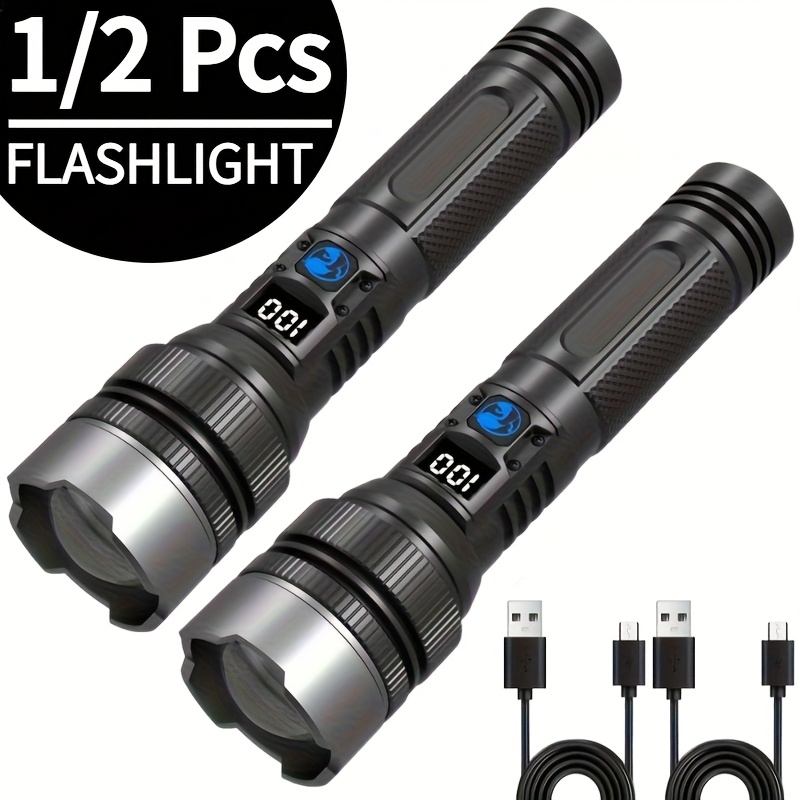 

1pc Tactical Led Flashlight - , Usb Rechargeable With 3000mah Battery, Adjustable , 3 , Includes Type-c Cable & Power Indicator - Ideal For Camping, Hiking & Emergencies, Flashlight Rechargeable