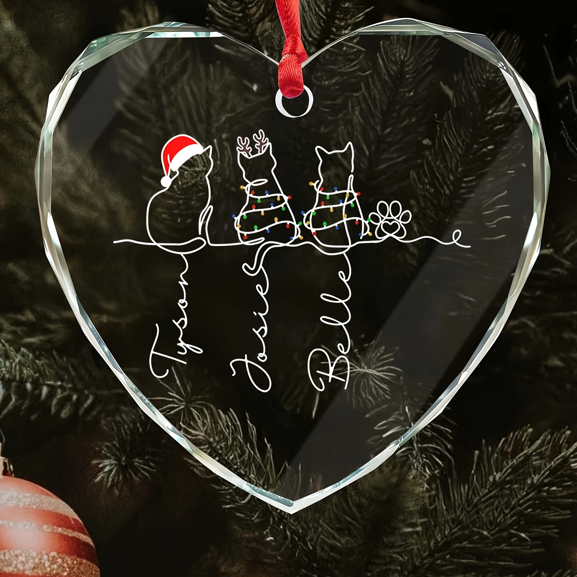TEMU Personalized Cat Christmas Ornament, Christmas Costume Cute Cat, My Fur Babies Art - Art, Gift, Cat Lover Present