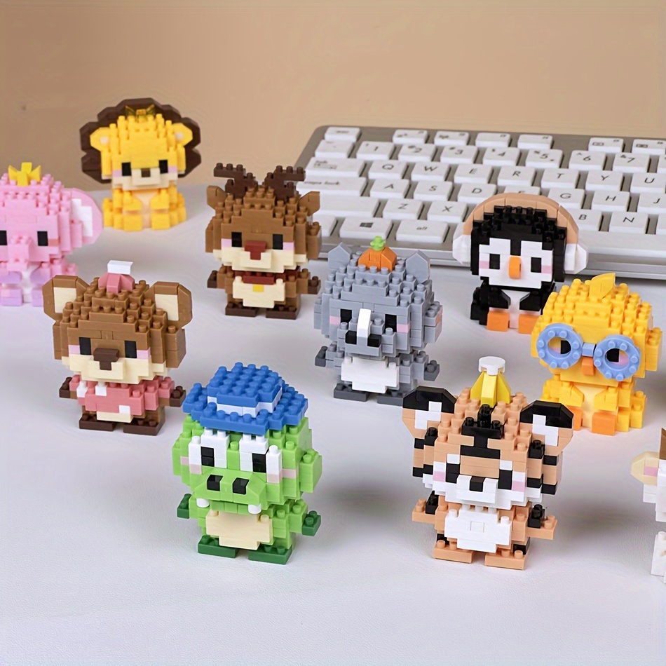12pcs Mini Animal Building Blocks Set - Lion Elephant Goat Chicken