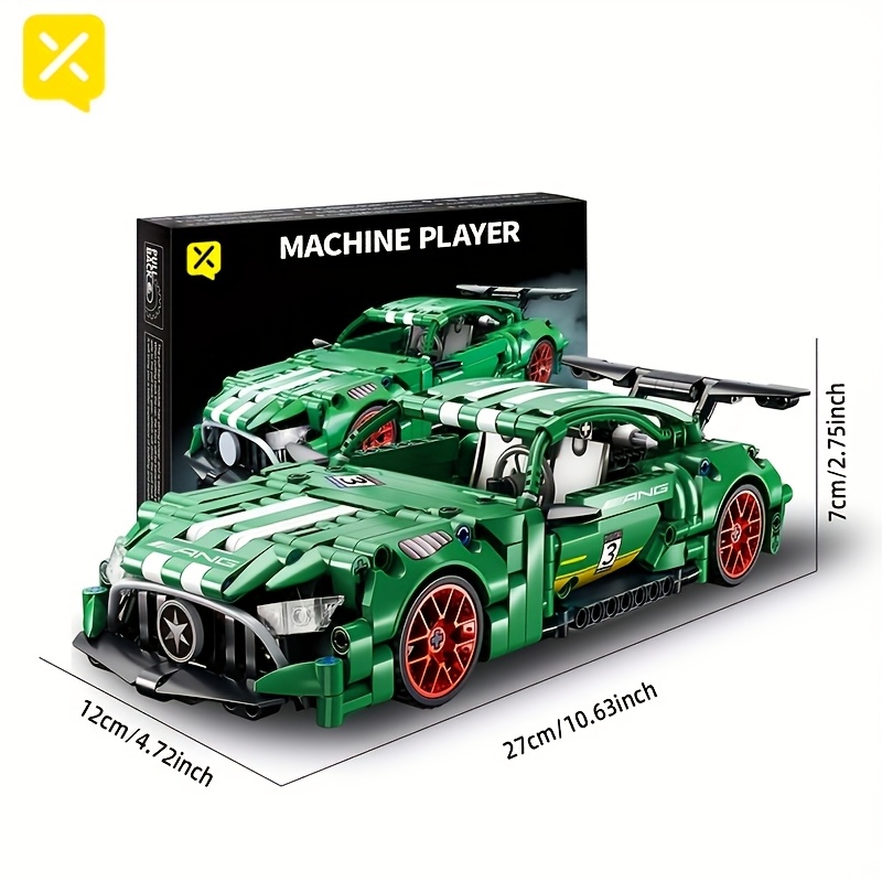 Sports Car Building Kit, ABS Construction Set, Green Race Car Model, Vehicle Theme Toy for Adults 14+, Ideal for Living Room & Bedroom Decor, Perfect Gift for Halloween Or Christmas, Best for Christmas