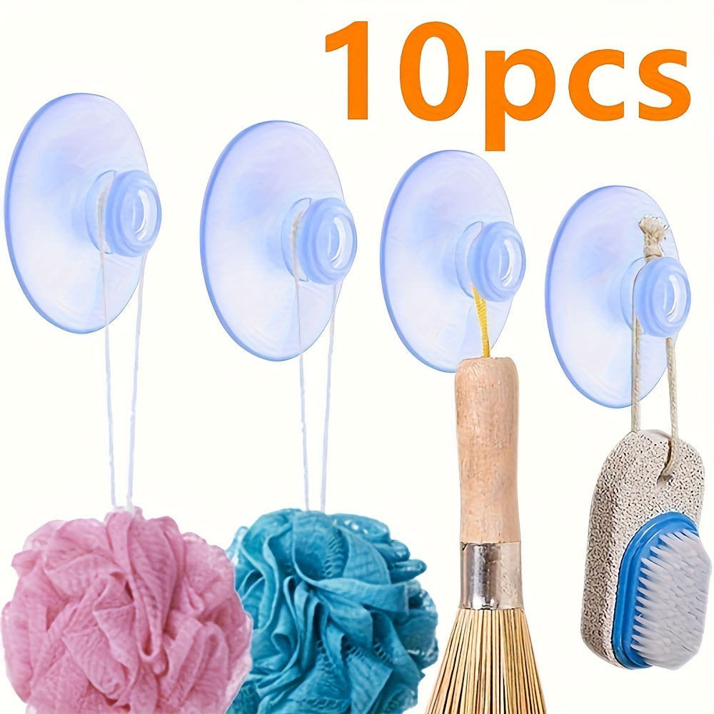 

10pcs Fashion Wall Mount Utility Hooks, Plastic Transparent Mushroom Head Suction Cup Hooks For