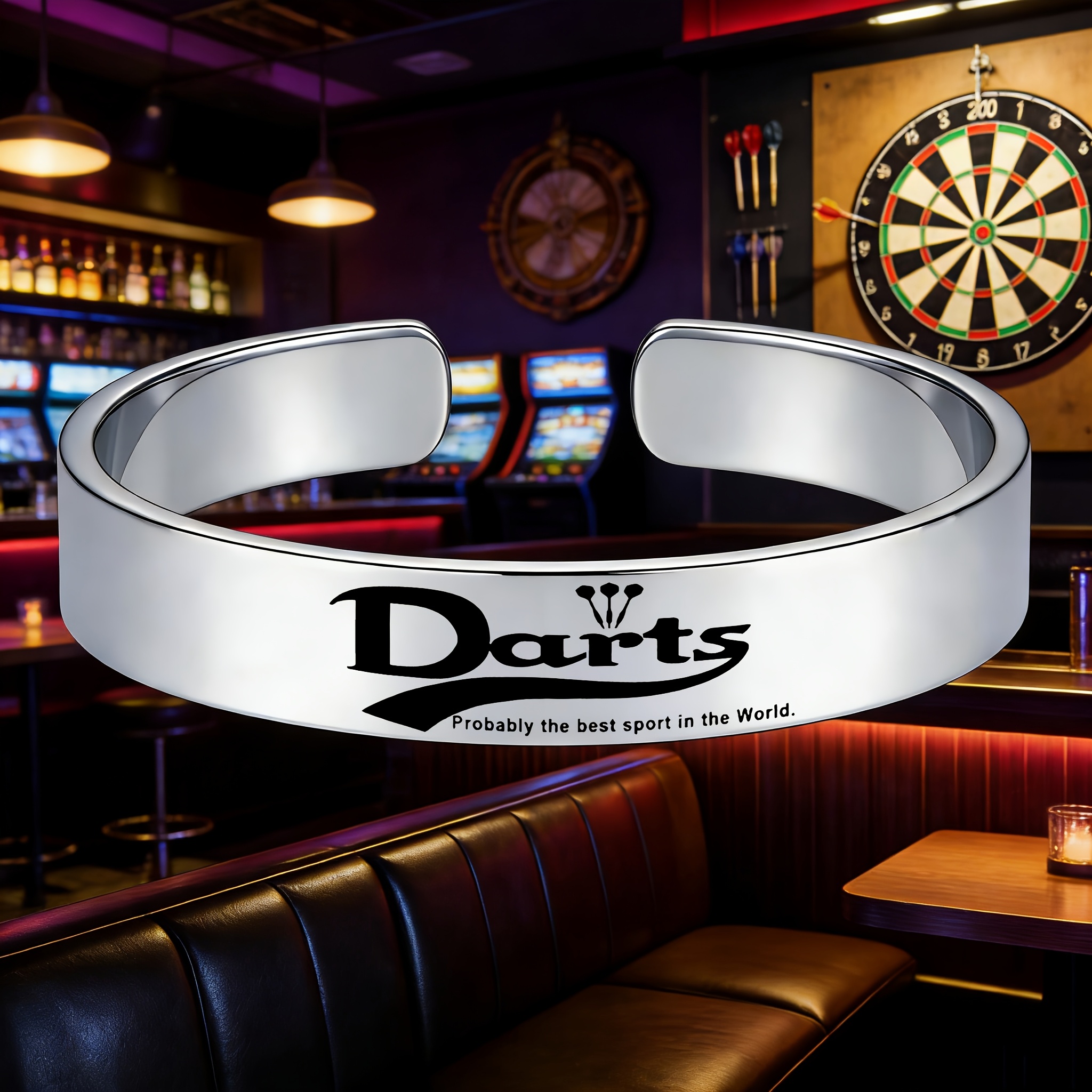 304 Stainless Steel Dart Theme Open Bangle, Casual Wear