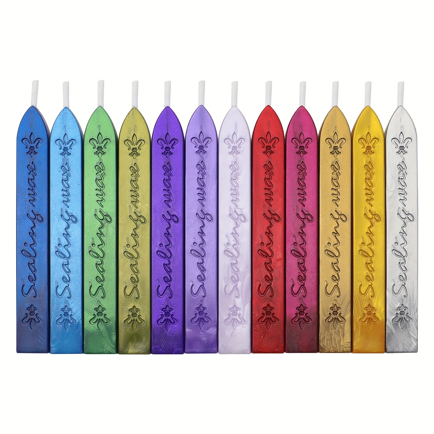 12pcs Assorted Colors Sealing Wax Sticks With Wicks, Metallic Finish, Embossed "sealing Nurse" Design - Ideal For Wedding Invitations, Gift Wrapping & Envelope Seals