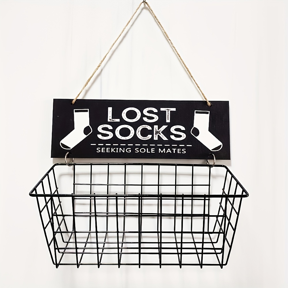 TEMU 1 pièce Panier et panneau de buanderie pour chaussettes perdues, Organisateur mural pour chaussettes perdues, Organisation de , Paniers à linge