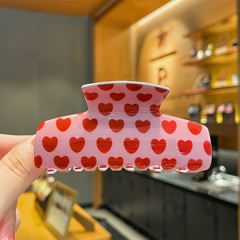 

1 Valentine's Day -shaped Printed Hair Clip, Women's Anti Slip Strong Hair Clip, Strong To Hold Valentine's Accessories