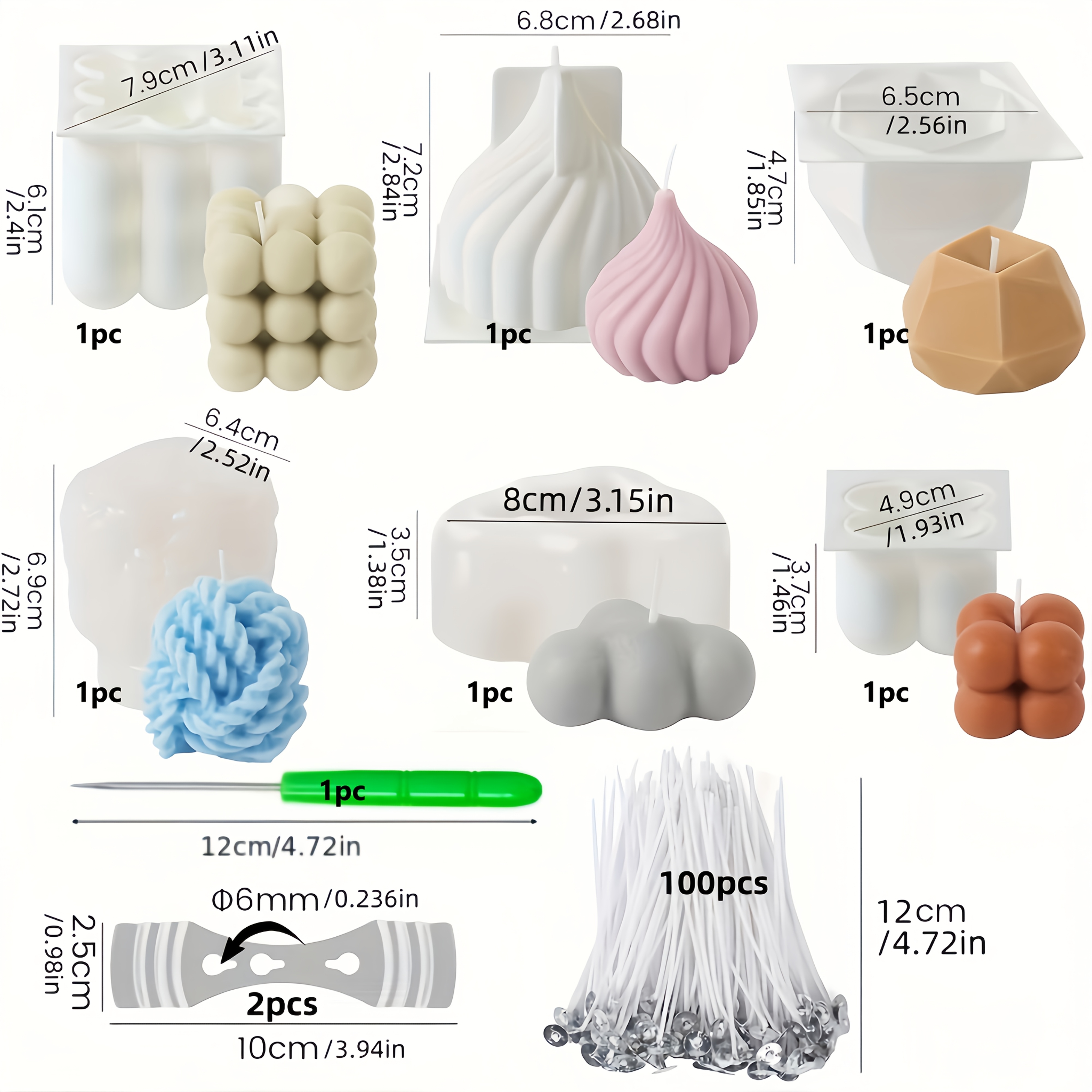 109pcs Casting Candle Mold Set, Candle Silicone Mold, Bubble Candle Casting Mold, Soy Wax, Beeswax Making Scented Candle Mold, Silicone Molds For Home Decorations