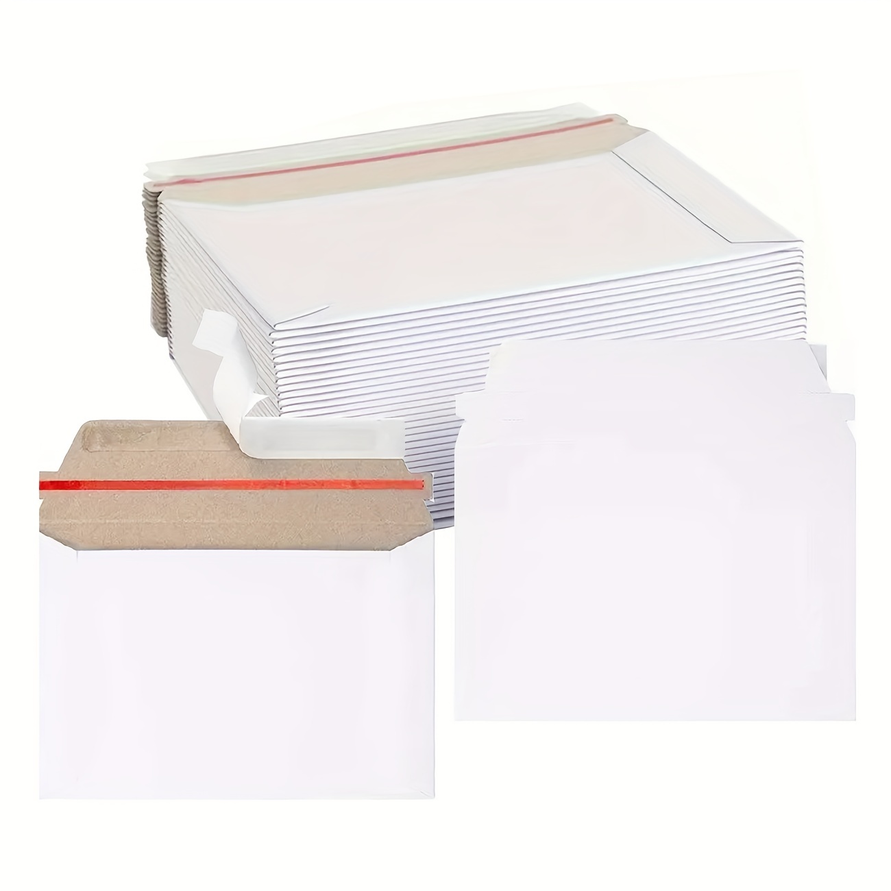 

100pcs 6.5x4.5 Inches Mailer Self Seal Photo Mailers Flat White Cardboard Shipping Envelopes White Photography Mailers For Cd Photos