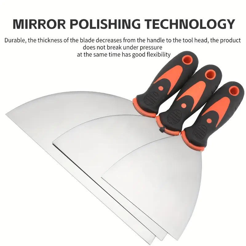 9 10pcs putty knife stainless steel paint scraper tool set with tape knife tool for repairing drywall removing wallpaper applying putty stucco cement adhesives details 2