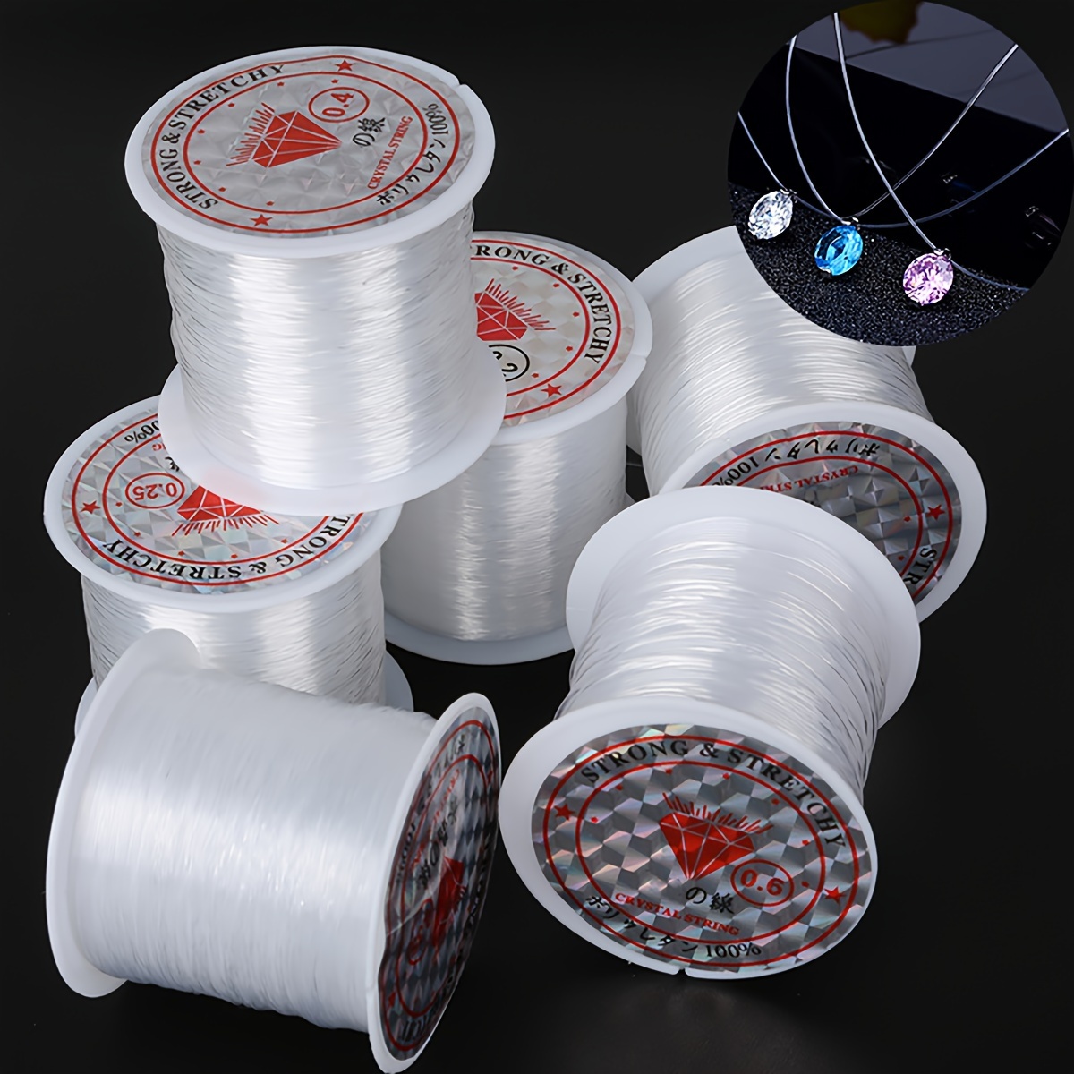 

1 Roll Transparent Beading Nylon Thread, 0.2-0.6mm Thick, No-stretch Crystal String Cord, Reinforced Fishing Line Rope, Diy Jewelry Making Accessories, Ultra-fine Invisible Wrapping Wire