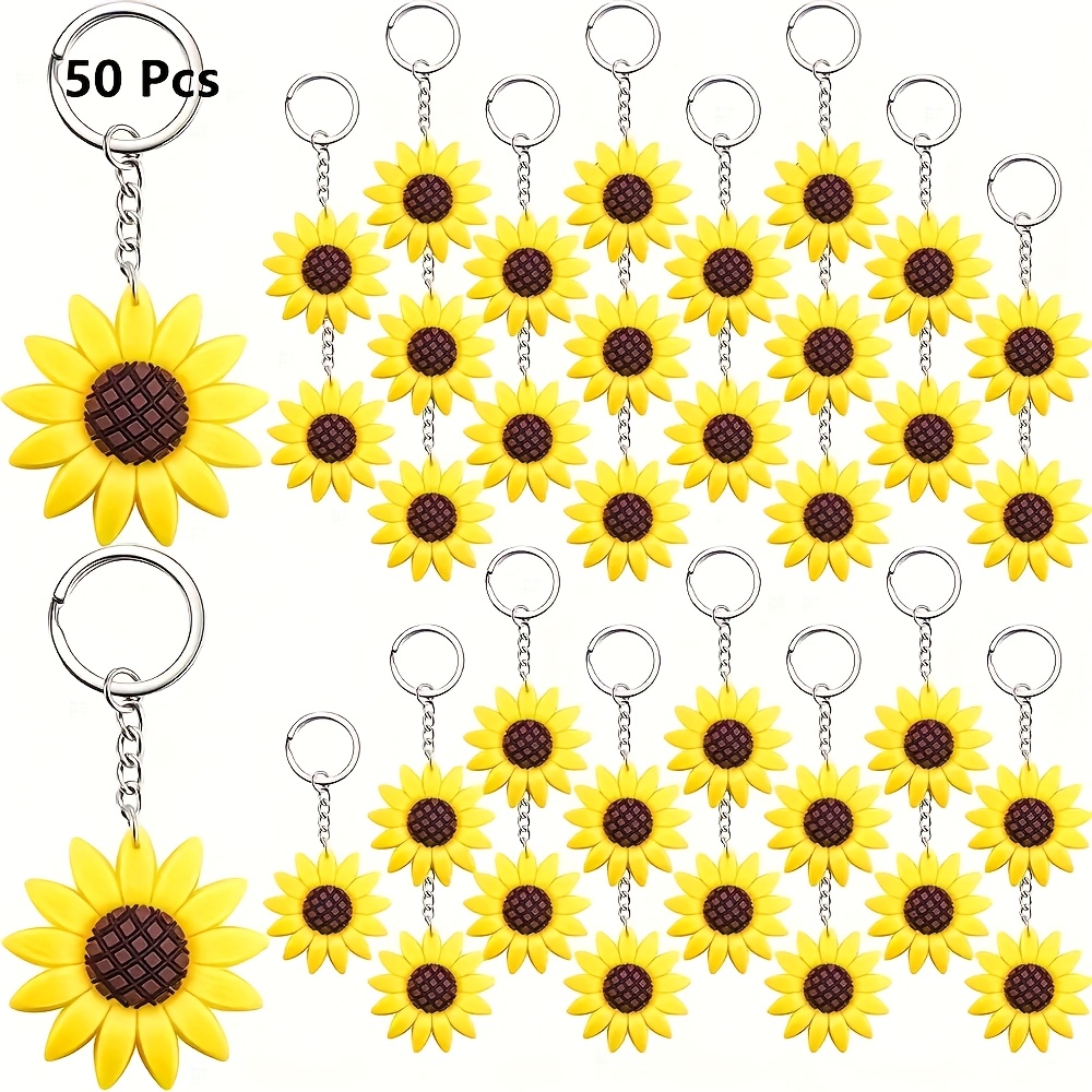 TEMU Regalo Para Ella/Él Paquete de /50 Llaveros de - Colgante de Flor Amarilla y Marrón con Negro, Charm Duradero para Mochila, Regalos para de ,