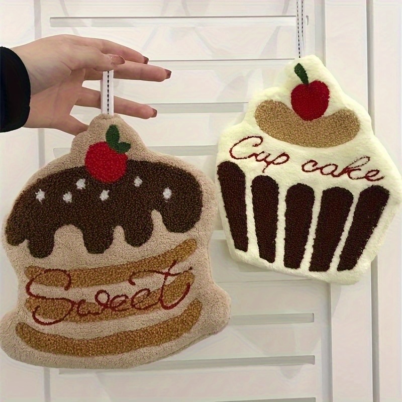 E-shop Niedliche Handtücher mit Kuchen-Motiv, zum Aufhängen in der Küche, dick und saugfähig, für den Heimgebrauch ohne Fusseln, ideal für das