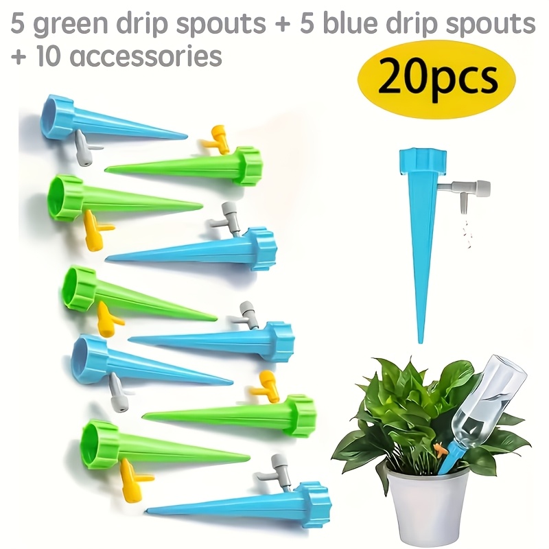 Image of 20pcs Automatic Flower Watering Device Lazy Watering Artifact Self-spraying Nozzle Adjustable Plant Watering Nozzle With Slow Valve Switch For Outdoor And Vacation Plant Watering Random Color