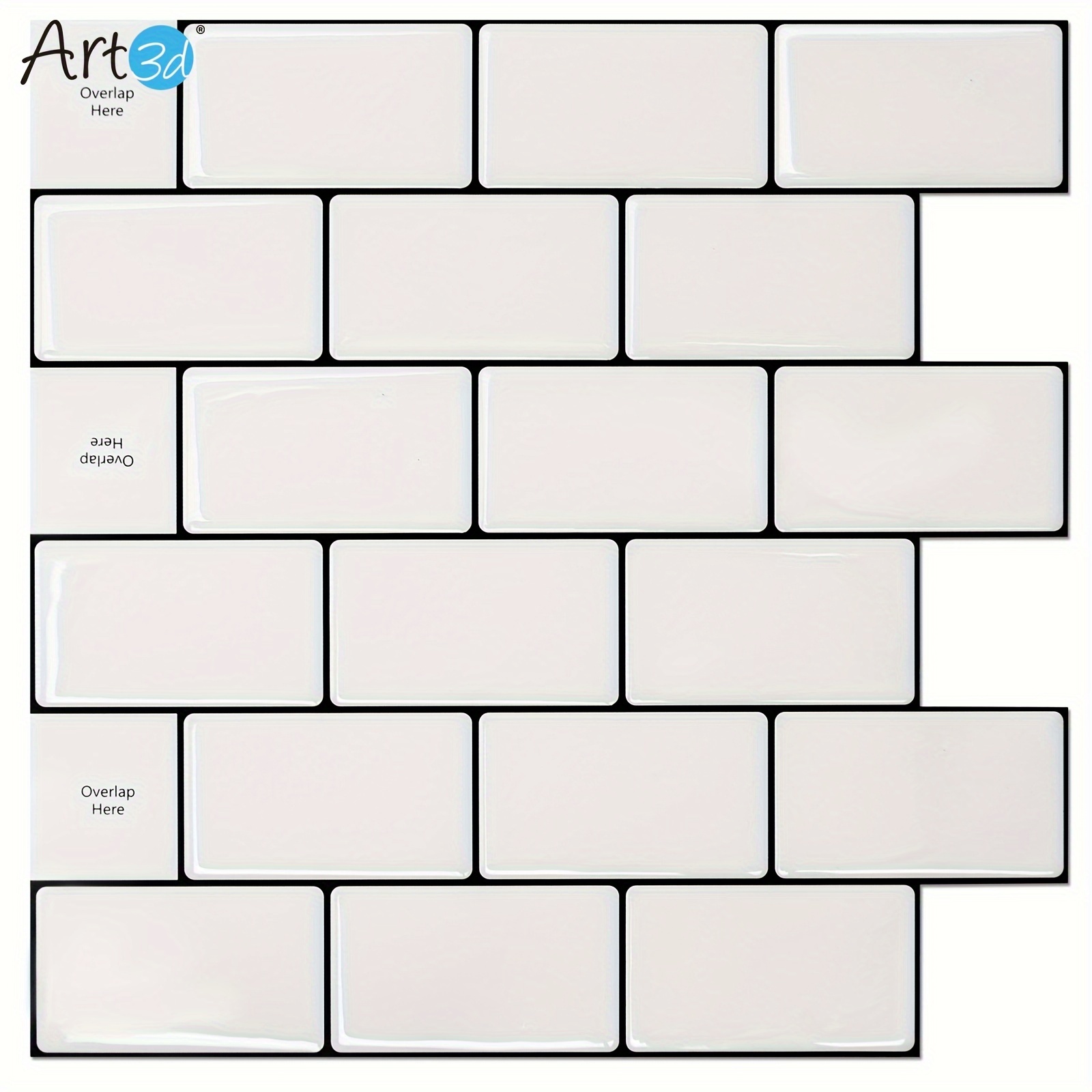 

Art3d 10-piece 12 In. X 12 In. Peel And Stick Backsplash Tile, Warm White With Black Grouting