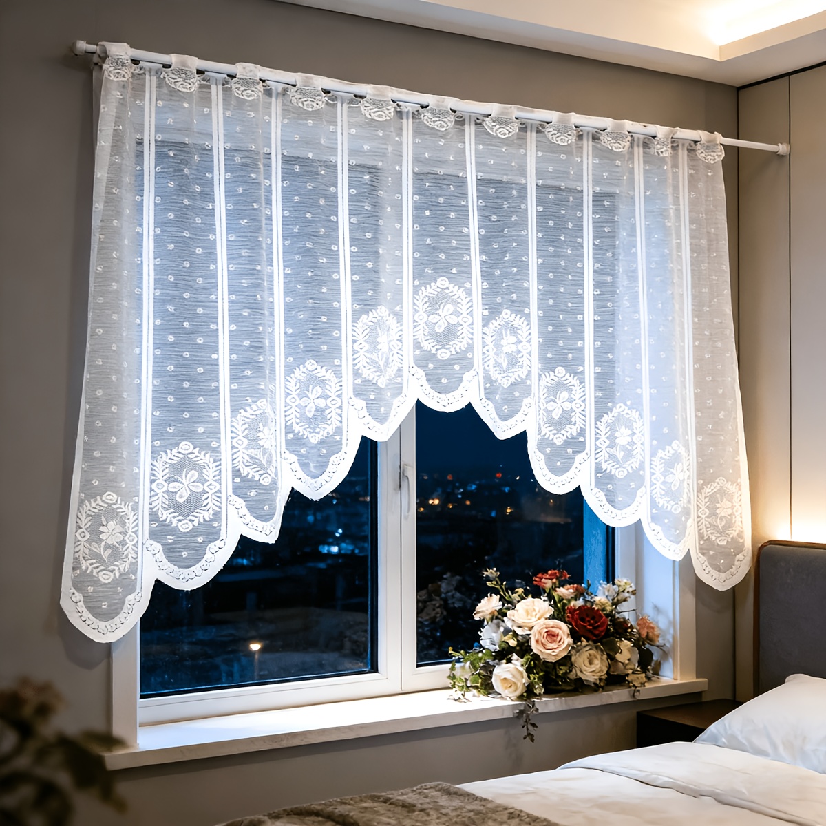 TEMU 1pc Rod Curtain, Small Decorative Curtain For Hiding And . Suitable For Bedroom/kitchen/dining Room/doorway/window Entryway