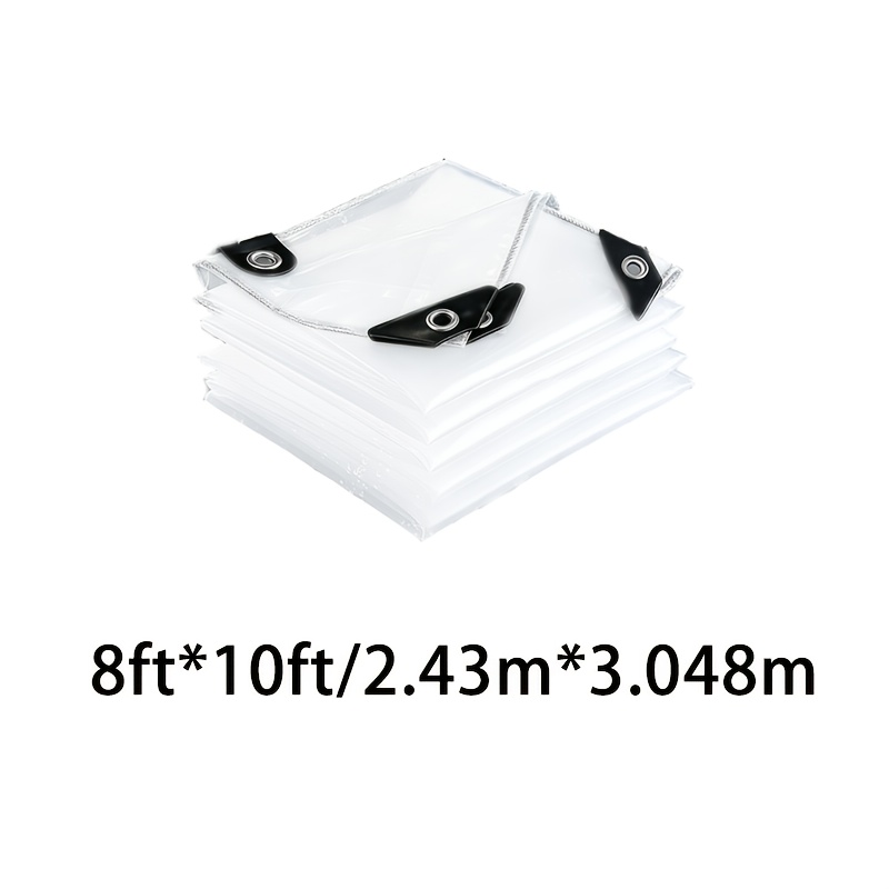 TEMU Transparent Waterproof Tarp, Heavy-duty Water-resistant Transparent Tarp, Thickened And Tear-resistant Pe Fabric, Featuring Metal Grommets And