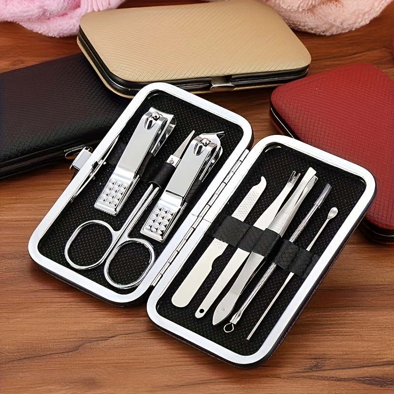 

8pcs Professional Nail Grooming Kit - Stainless Steel Blades, Cuticle Nippers, Skin Cutter, Unscented, With Storage Case For Toenail Care And Salon-style Manicure & Pedicure