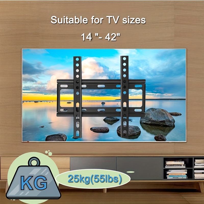  Soporte de pared inclinable para TV de perfil bajo para  televisores y monitores de pantalla plana de 13 a 42 pulgadas, soporte  universal para monitor de TV de inclinación universal para