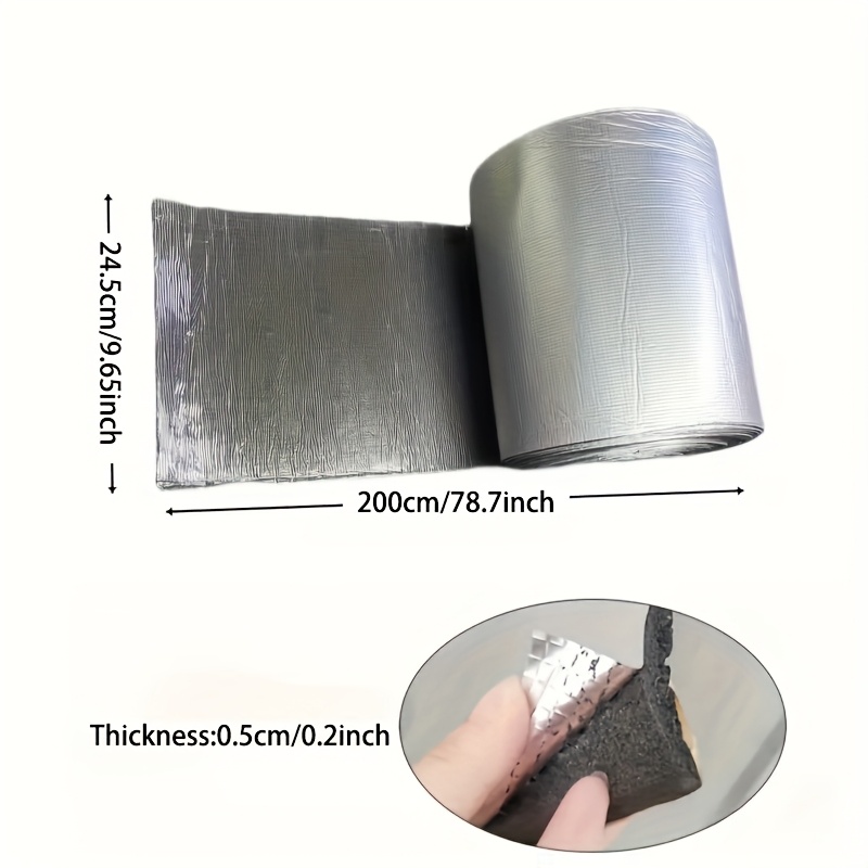 TEMU 1 Roll Of High-quality Self-adhesive Insulation Aluminum Foil Foam Roll, With Aluminum Foil, Car Cover Engine Wall Thermal Pad, Car Additions,