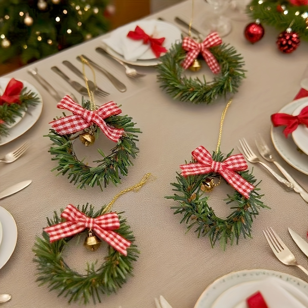 4pcs Garland, Christmas Small Garland, Hanging Decorations, Mini Plastic Garland, Suitable For Christmas Dollhouse Miniature Scene Arrangement And Hanging Decoration Halloween