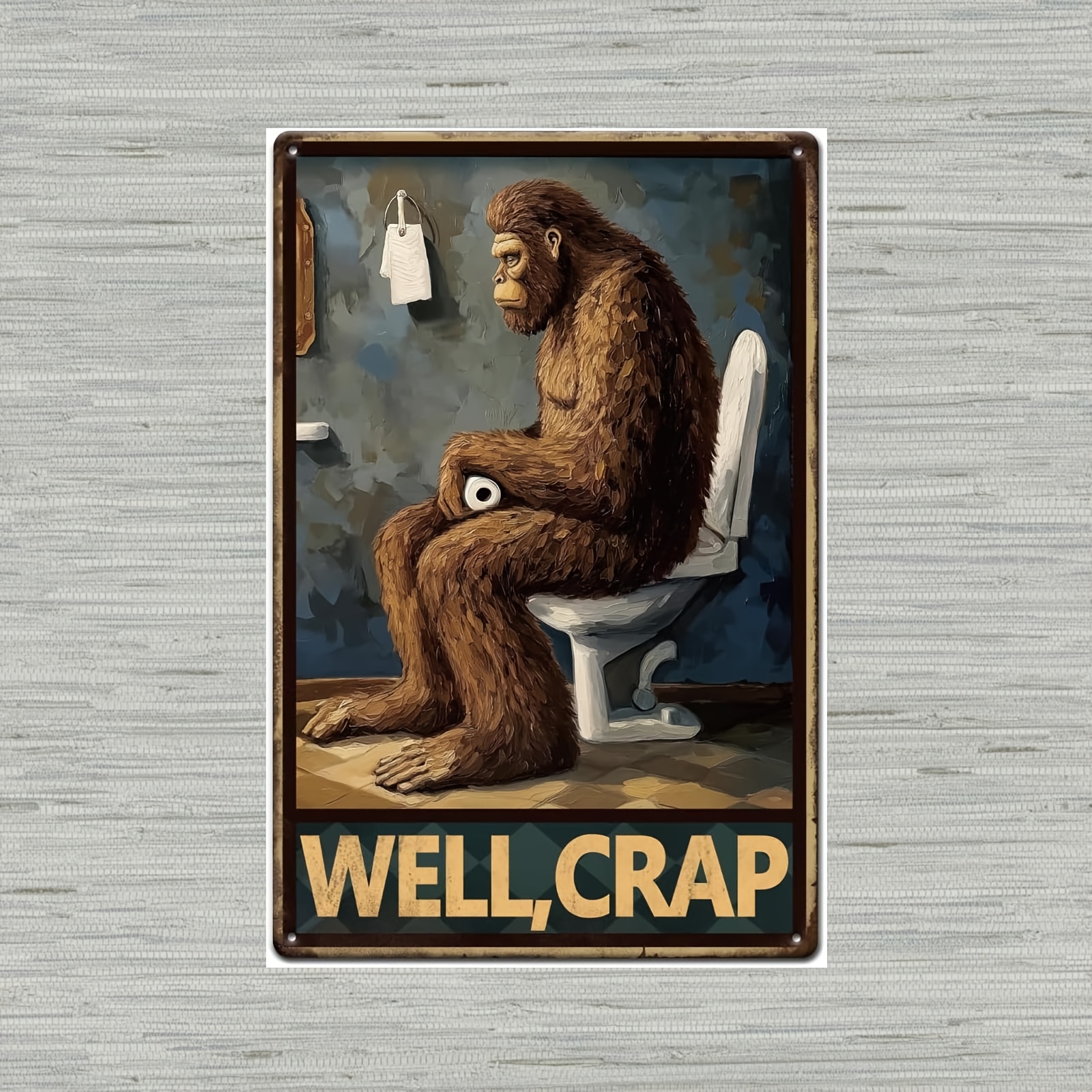 

Vintage Sasquatch Bathroom Metal Sign - Funny Retro For Home, Bar, Cafe | Iron Construction, Room Decor