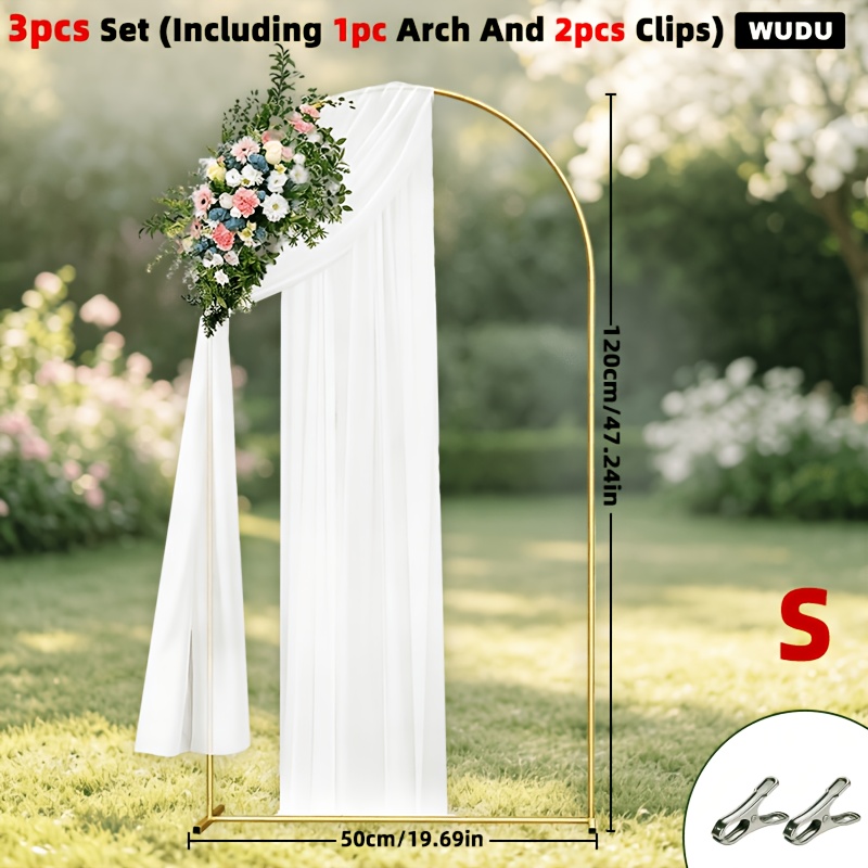 TEMU 3pcs (including 1pc Arch And 2pcs Clips), Wedding Arch Backdrop Frame, Thickened Stable Arch Background Stand, Quick Assembly Arched Backrest