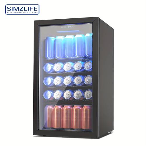 24 48 126can wine and beverage refrigerator mini fridge glass door for beer drinks wines countertop beverage fridge with adjustable shelves blue led for home office dorm bar black silvery