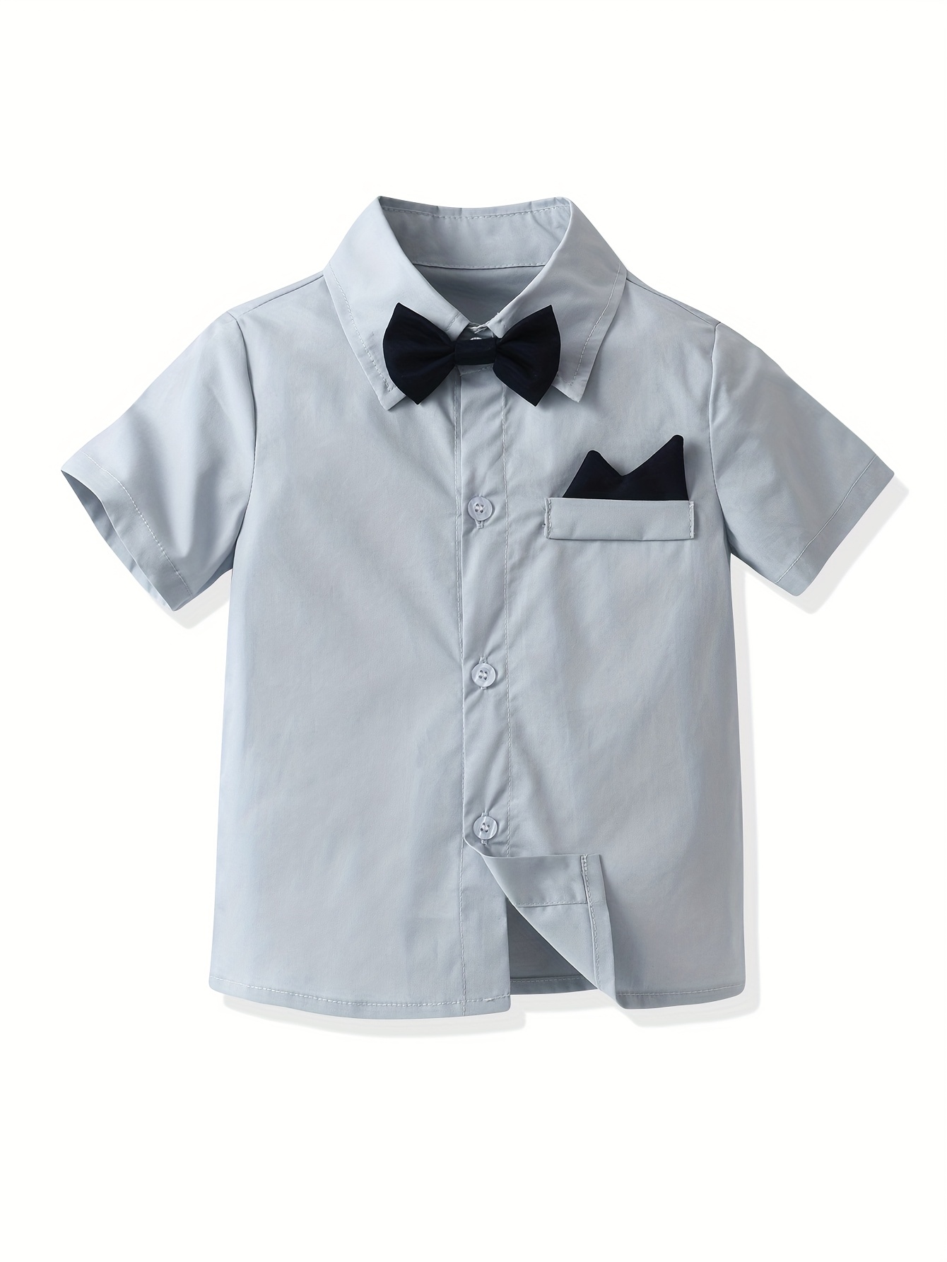 camisa manga corta niños cuello bolsillo en pecho Temu Spain