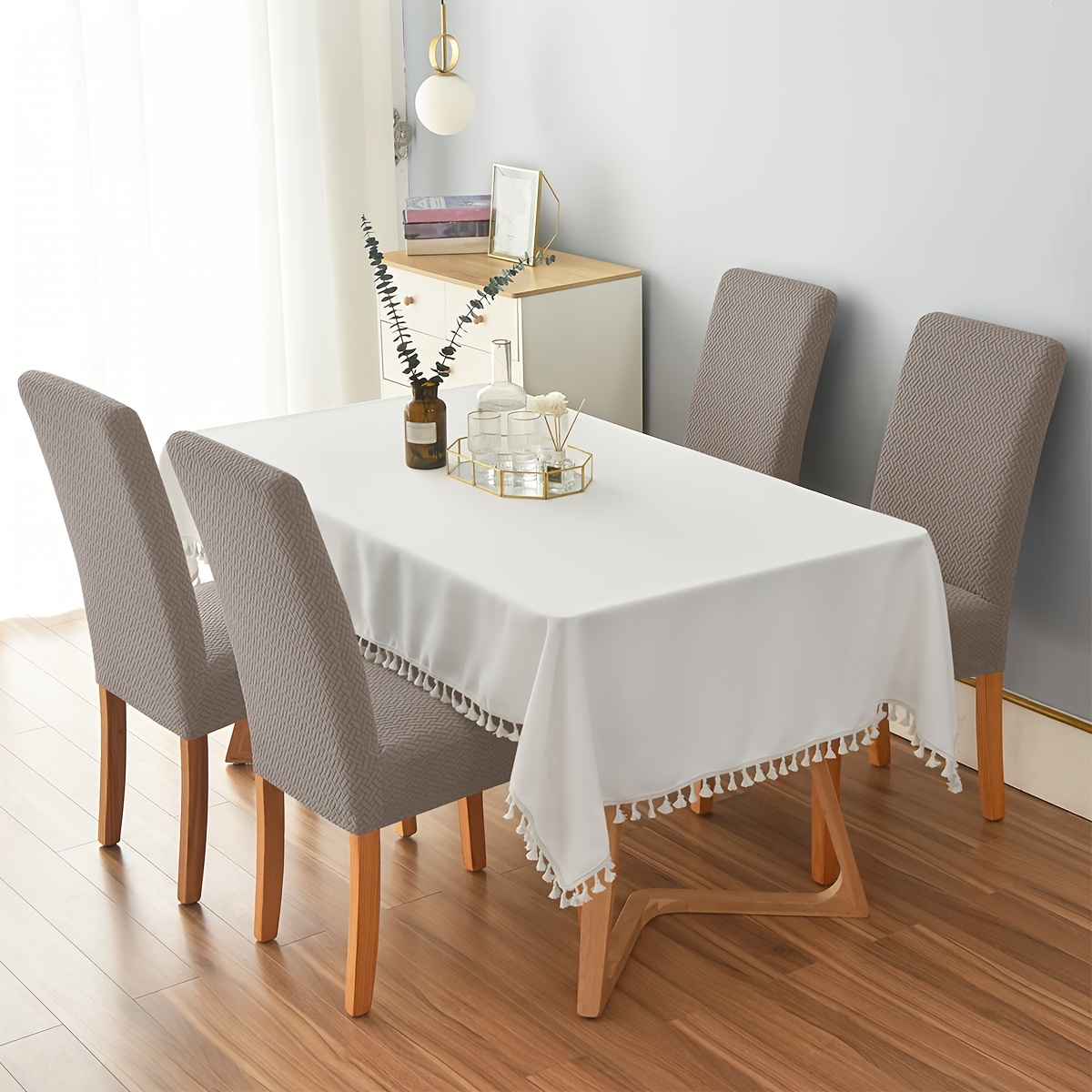 TEMU 4/6pcs T-shaped Jacquard Dining Chair Covers