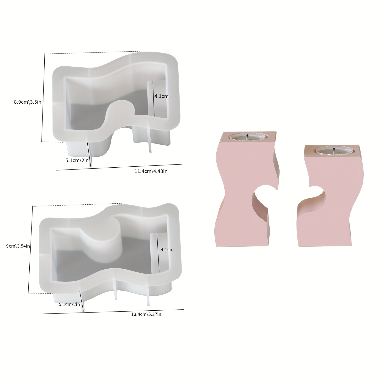 Image of Diy 2pcs Spliced Heart-shaped S-curve Candle Holder Candle Base Casting Mold, Home Desktop Atmosphere Decoration, Holiday Gift, Resin Plaster Handicraft Gift, Silicone Mold