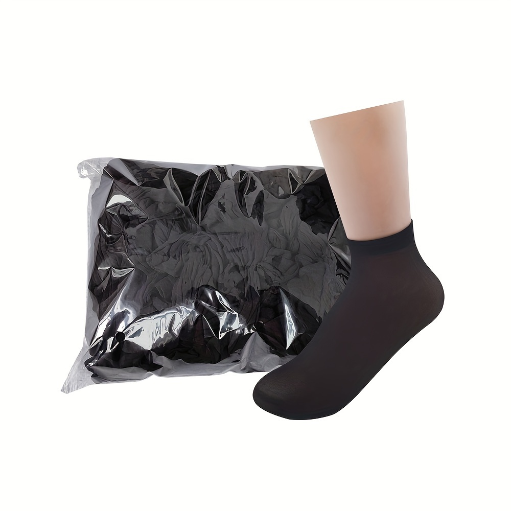 TEMU 50pairs Disposable Try On Socks Foot Socks Nylon Tan Disposable Slip On Socks Stocking For Women