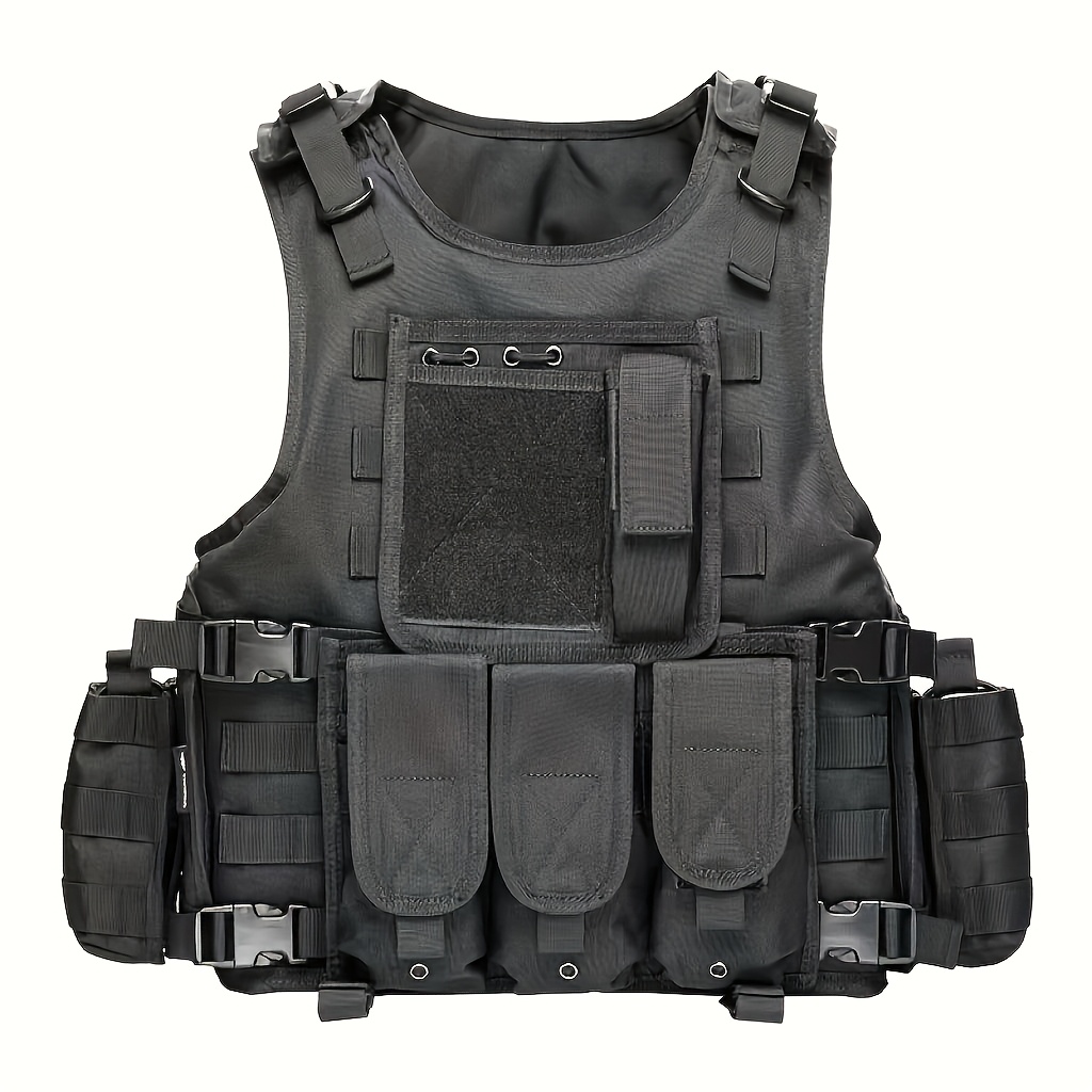 Image of Tactical Vest - Adjustable Quick-release Design With Multiple Pockets, Breathable Sleeveless Vest. Suitable For Hunting, Fitness, And - Lightweight Tactical Equipment In Black, Made Of Durable
